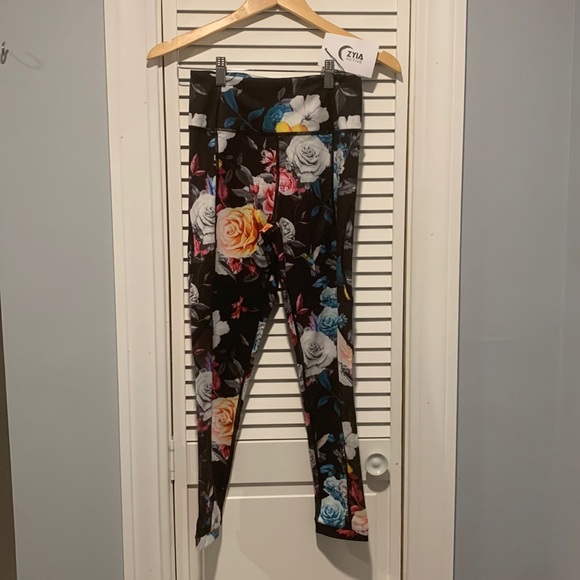 Zyia Active dark floral mesh hi-rise 7/8 leggings - Picture 1 of 7